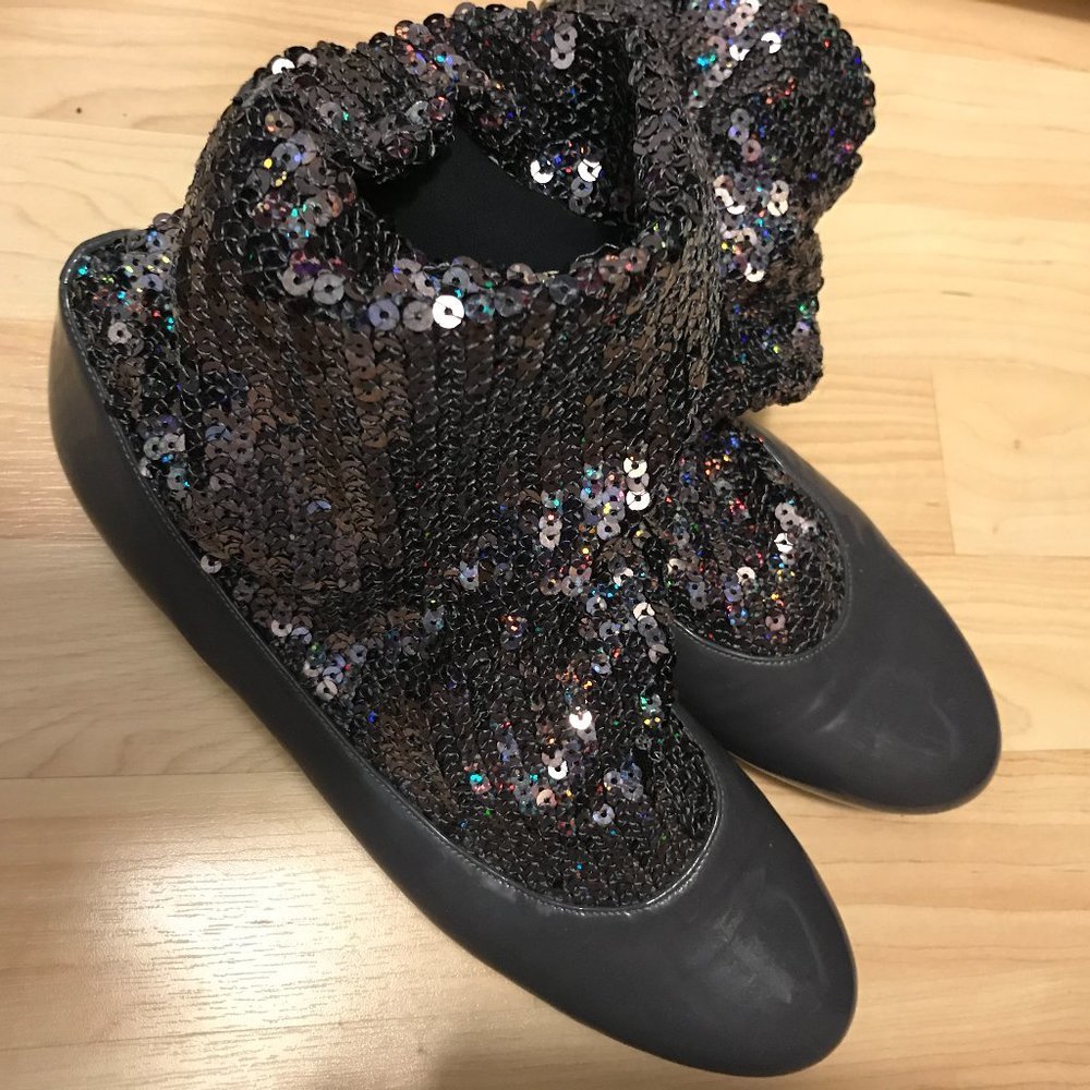 Viktor & Rolf Gray Ballet Flats with Sequin Socks